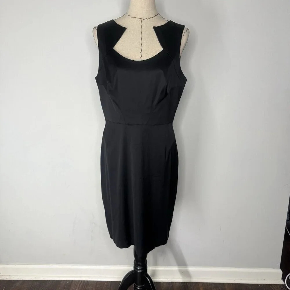 Vintage Donna Ricco Cocktail Black Satin Dress Midi Knee Length Elegant Sz 12